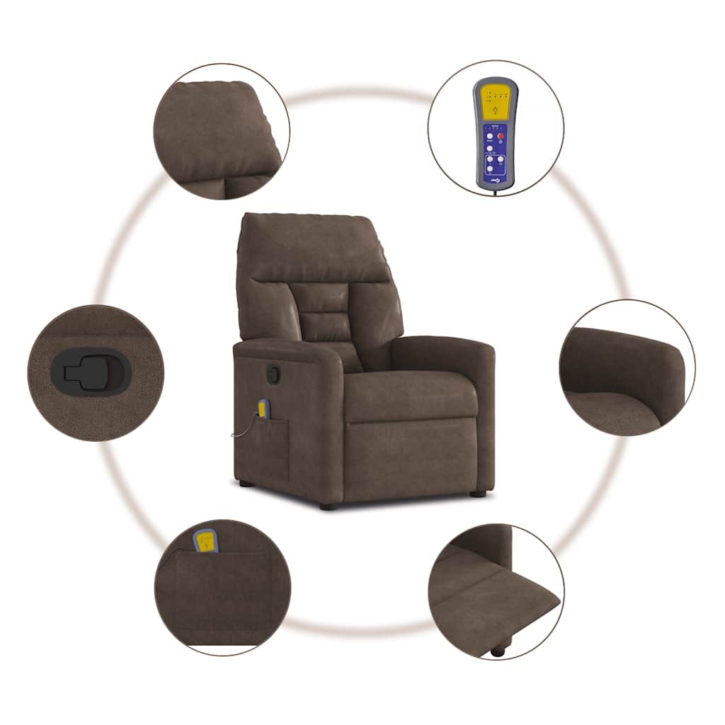 Fauteuil inclinable de massage marron tissu microfibre - XIOS