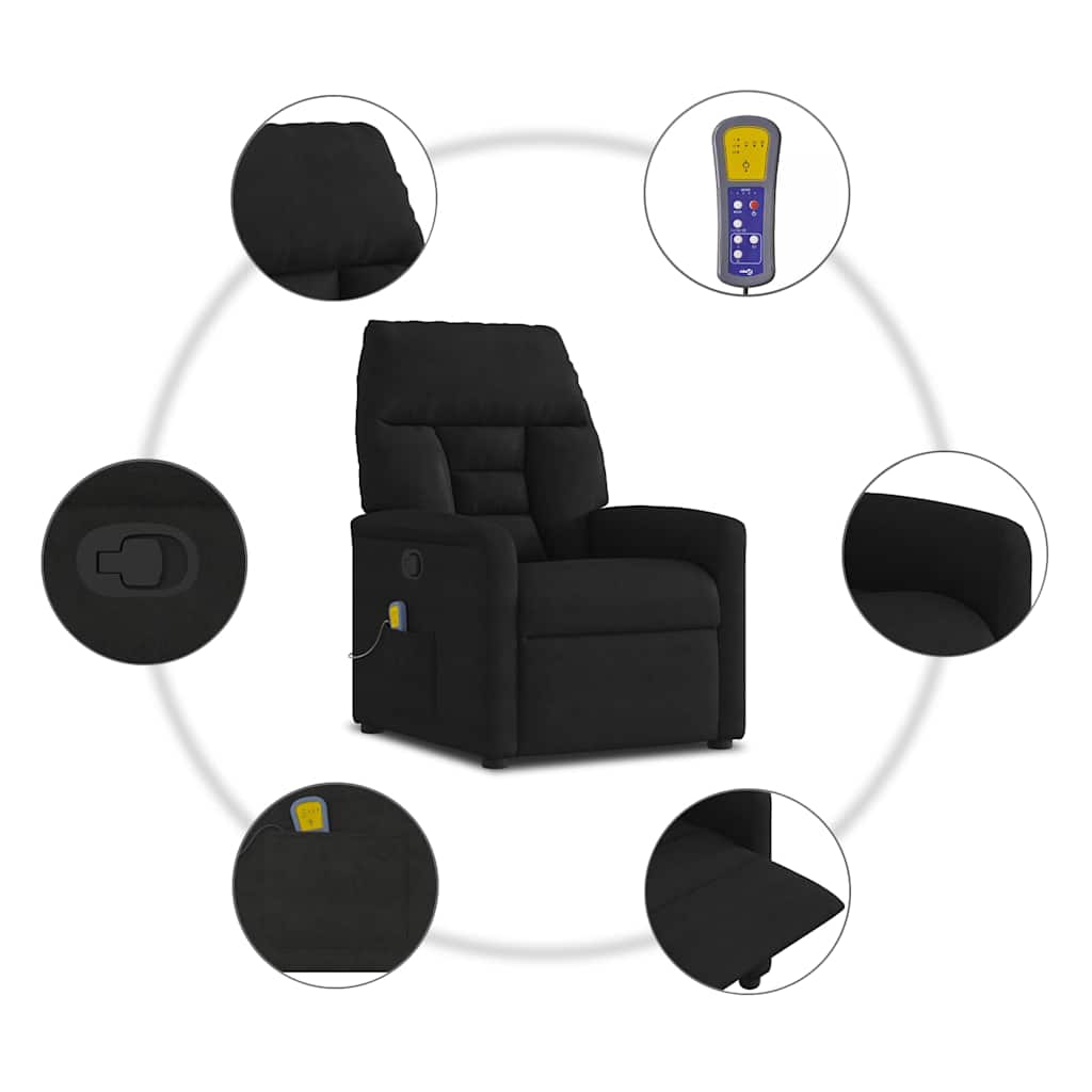 Fauteuil inclinable de massage noir tissu microfibre - XIOS