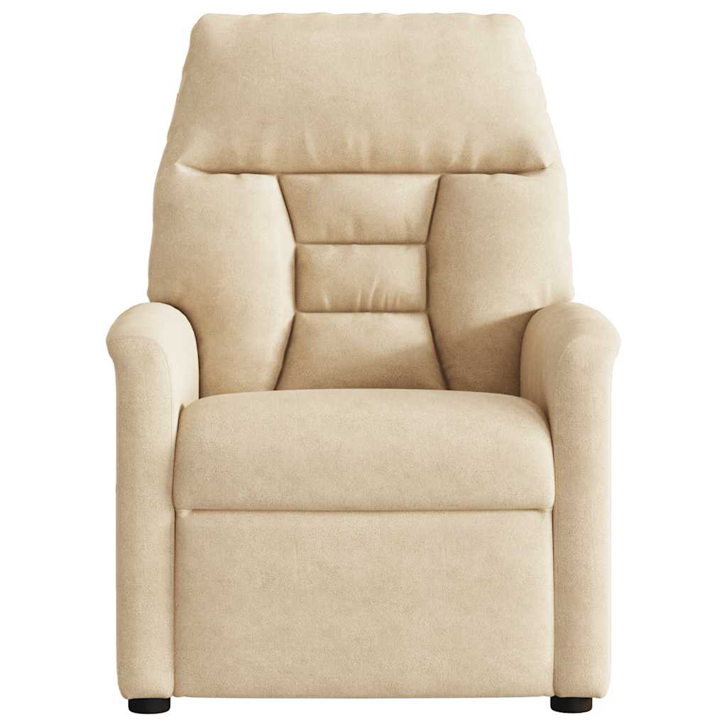 Fauteuil inclinable de massage crème tissu microfibre
