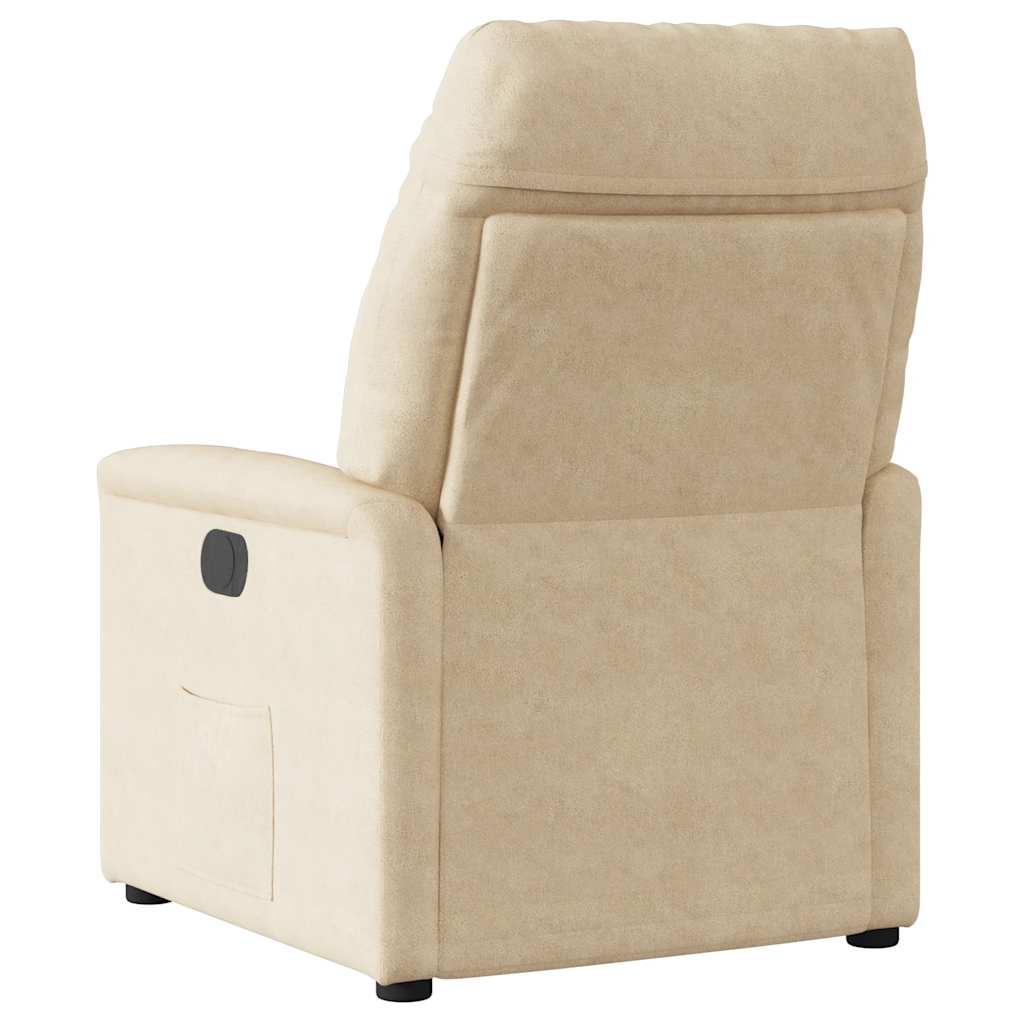 Fauteuil inclinable de massage crème tissu microfibre