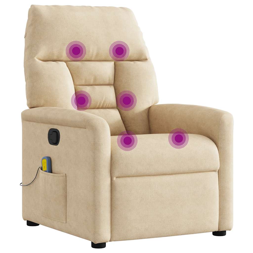 Fauteuil inclinable de massage crème tissu microfibre