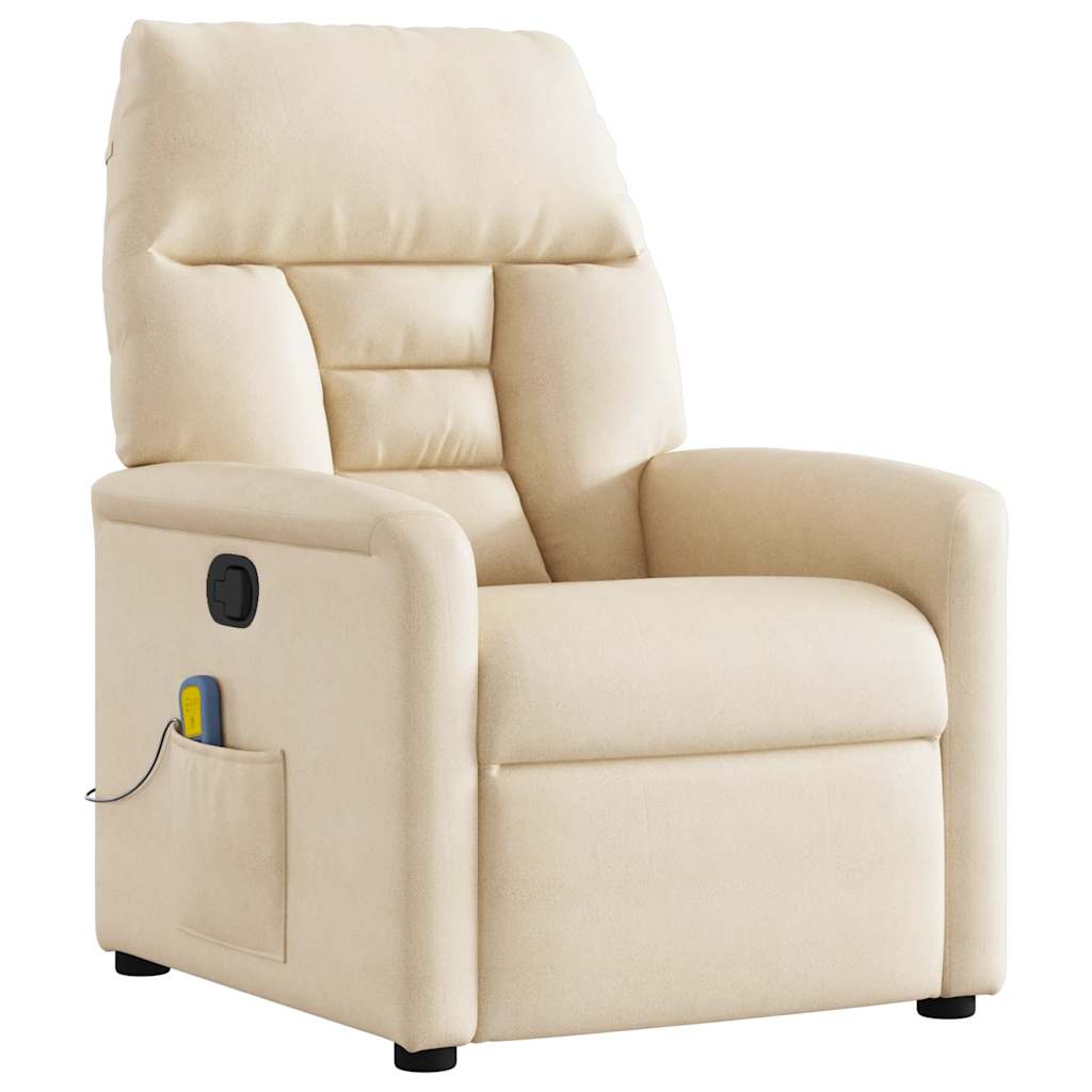 Fauteuil inclinable de massage beige tissu microfibre