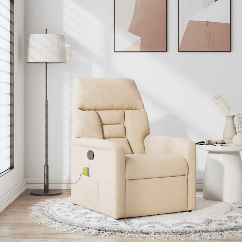 Fauteuil inclinable de massage beige tissu microfibre
