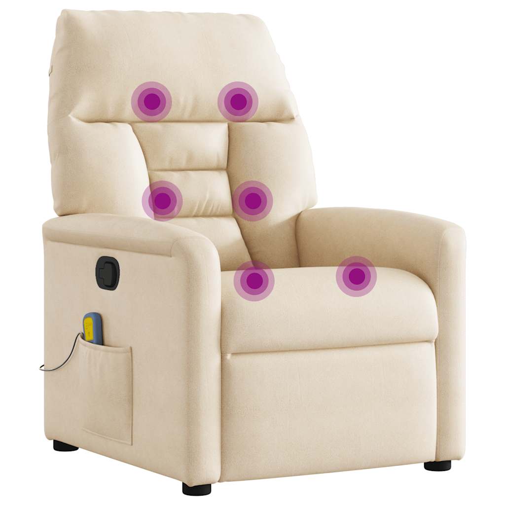 Fauteuil inclinable de massage beige tissu microfibre