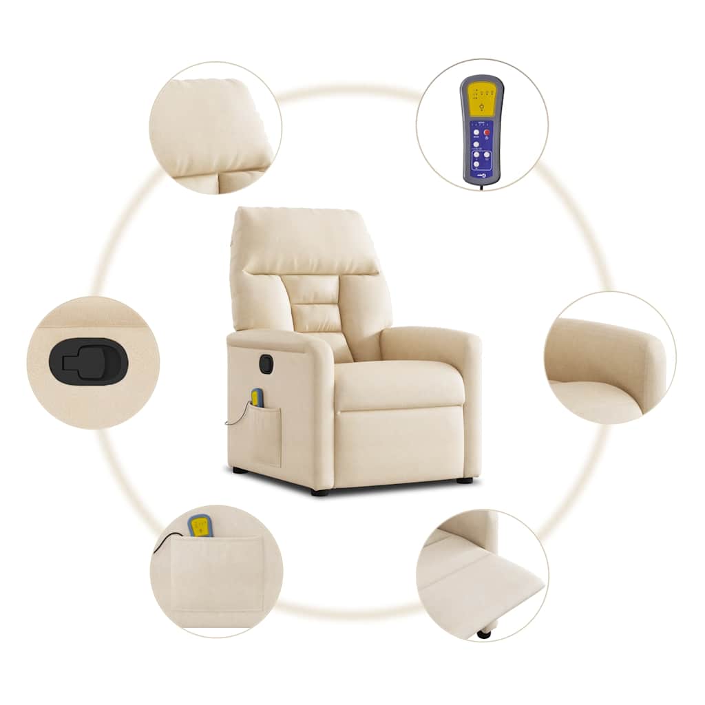 Fauteuil inclinable de massage beige tissu microfibre