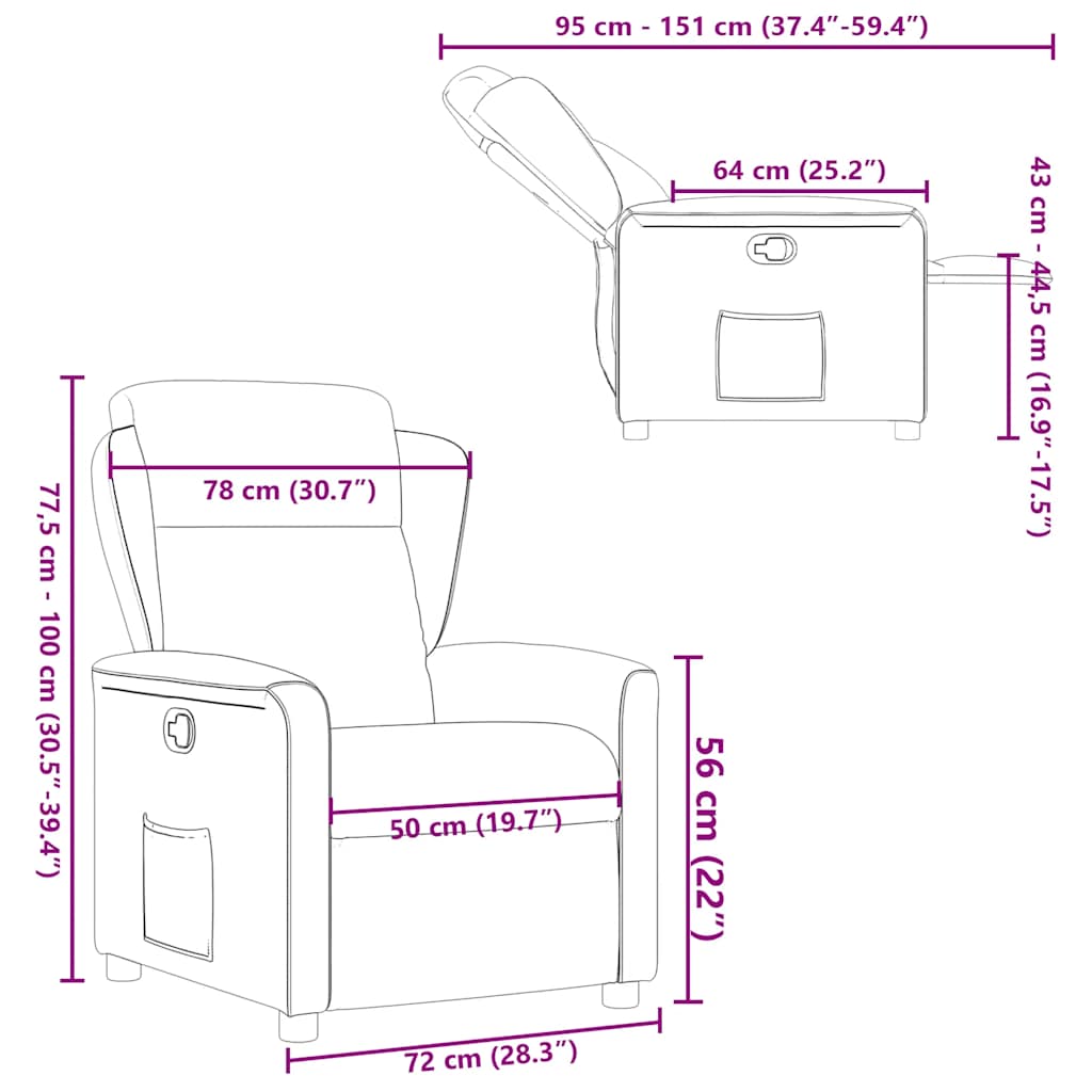 Fauteuil inclinable Taupe Tissu - XIOS