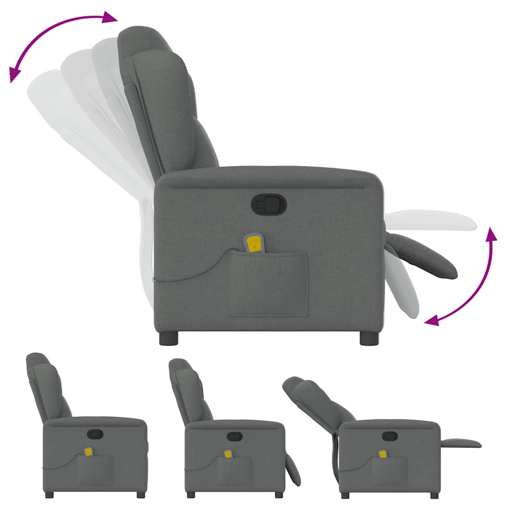 Fauteuil de massage inclinable Gris foncé Tissu - XIOS