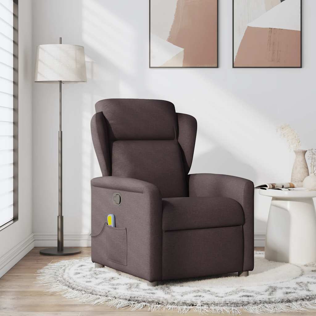 Fauteuil de massage inclinable Marron foncé Tissu - XIOS