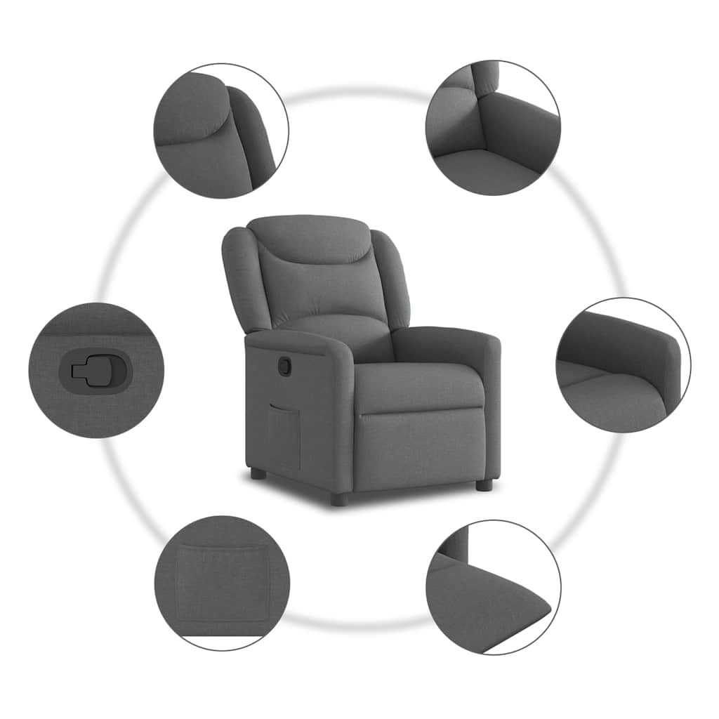 Fauteuil inclinable Gris foncé Tissu - XIOS