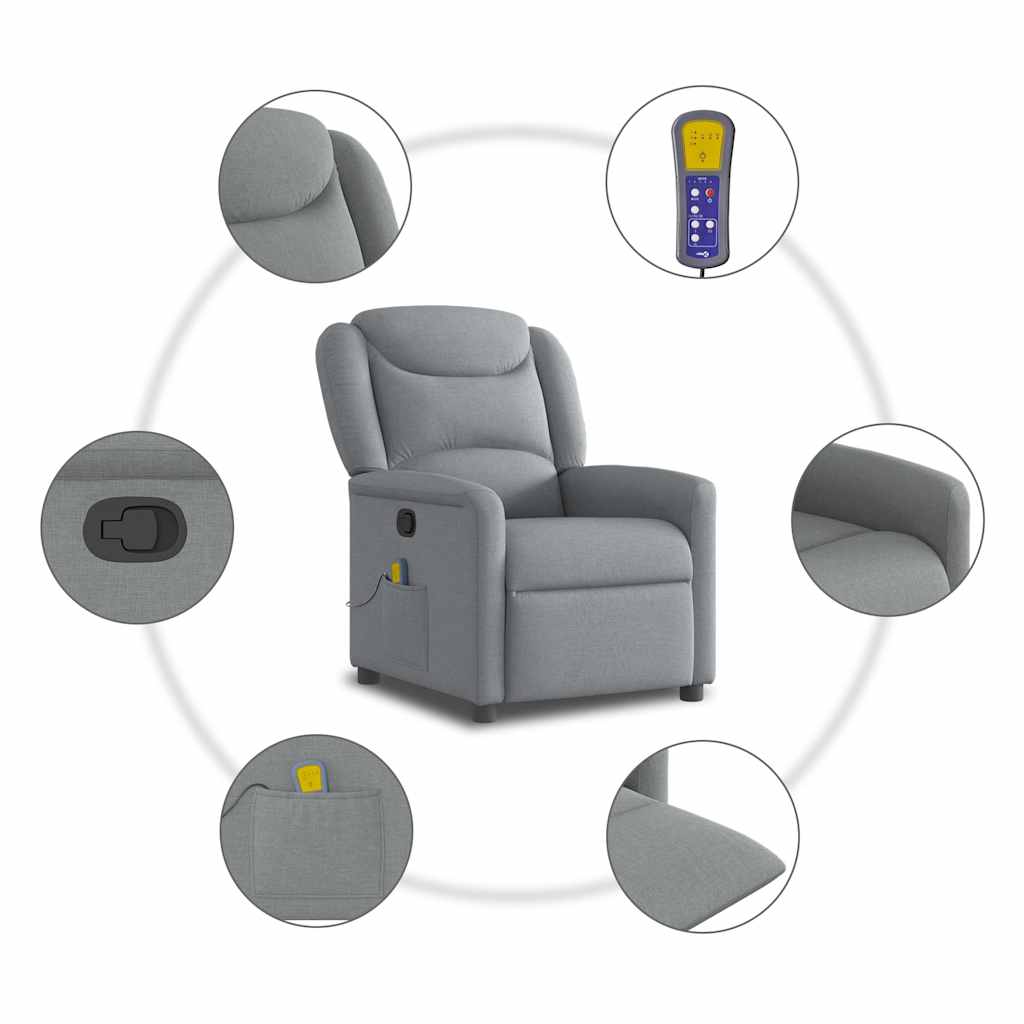 Fauteuil de massage inclinable Gris clair Tissu - XIOS