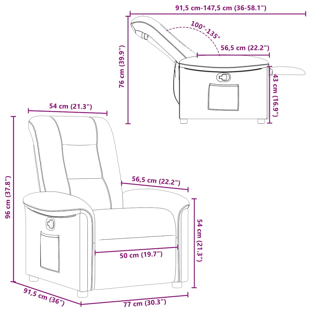 Fauteuil inclinable Taupe Tissu
