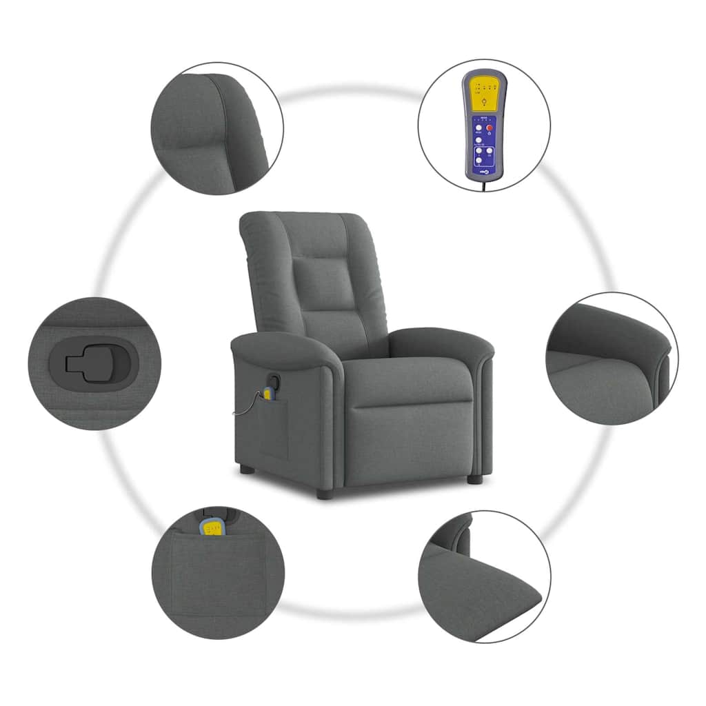 Fauteuil de massage inclinable Gris foncé Tissu - XIOS
