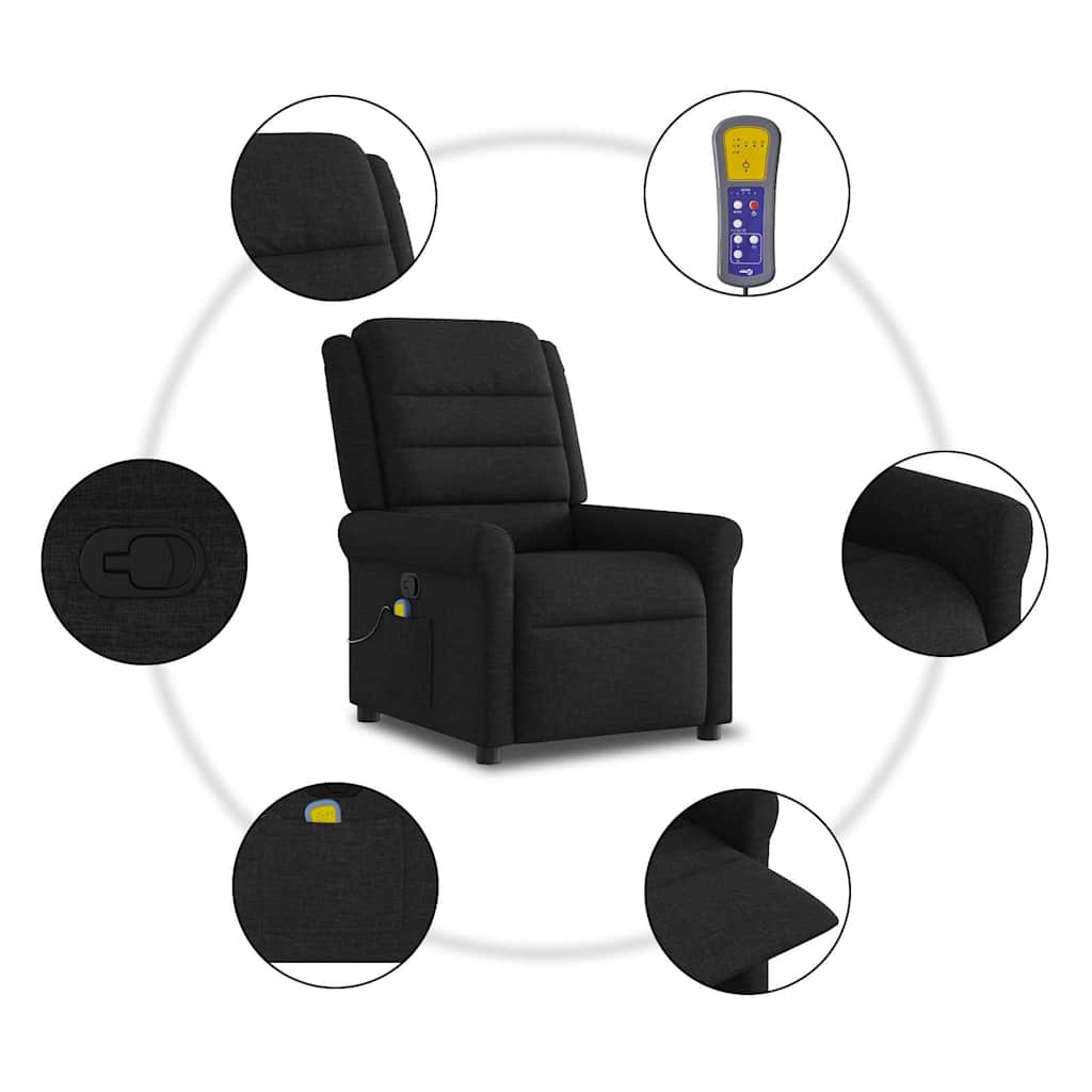 Fauteuil de massage inclinable Noir Tissu - XIOS