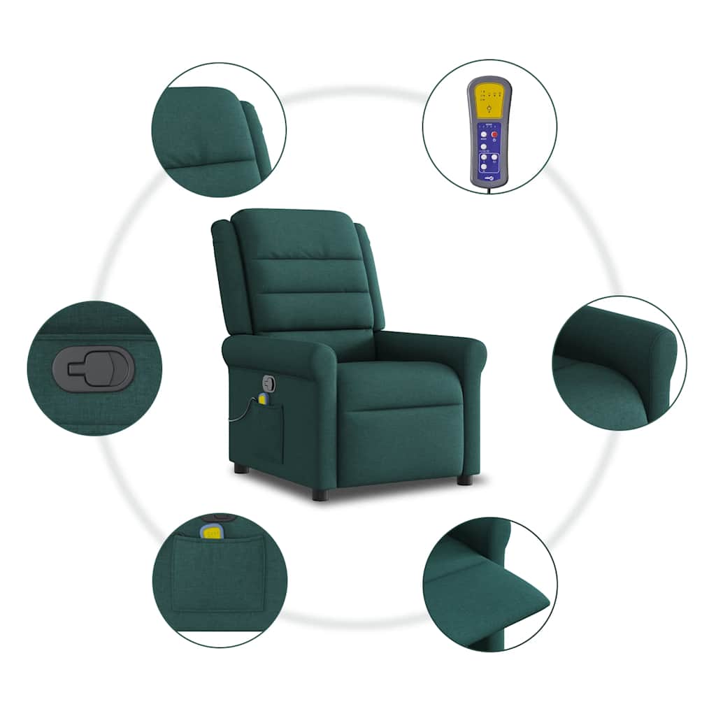 Fauteuil de massage inclinable Vert foncé Tissu - XIOS