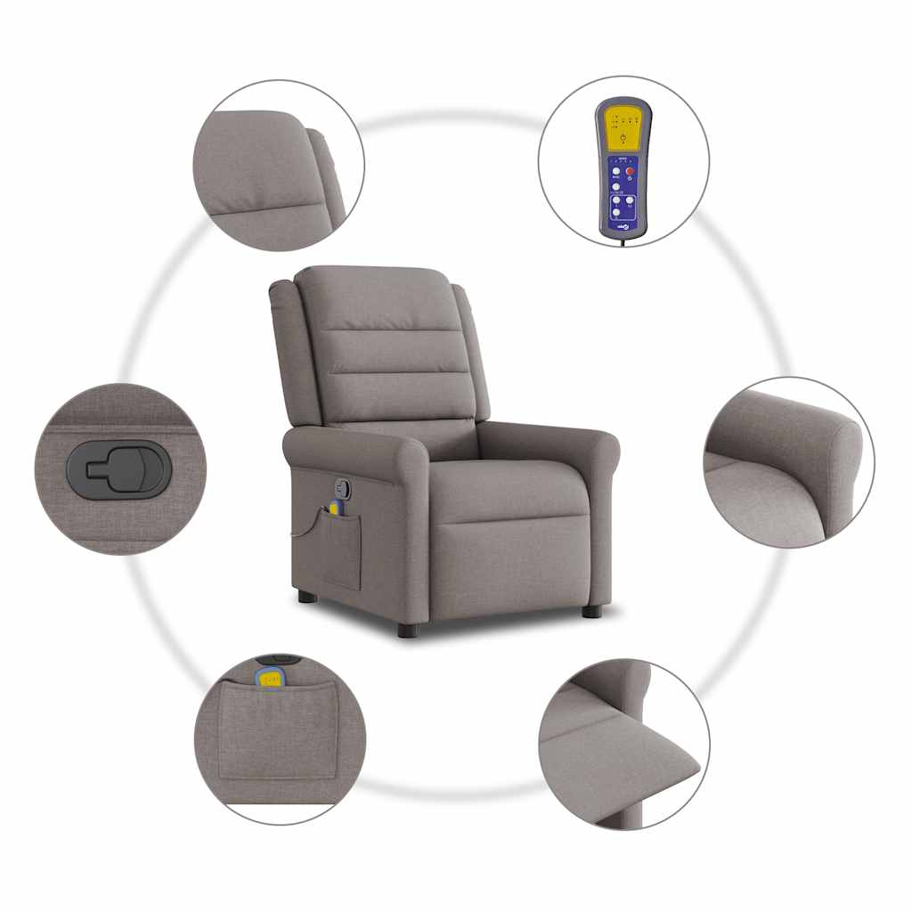Fauteuil de massage inclinable Taupe Tissu - XIOS