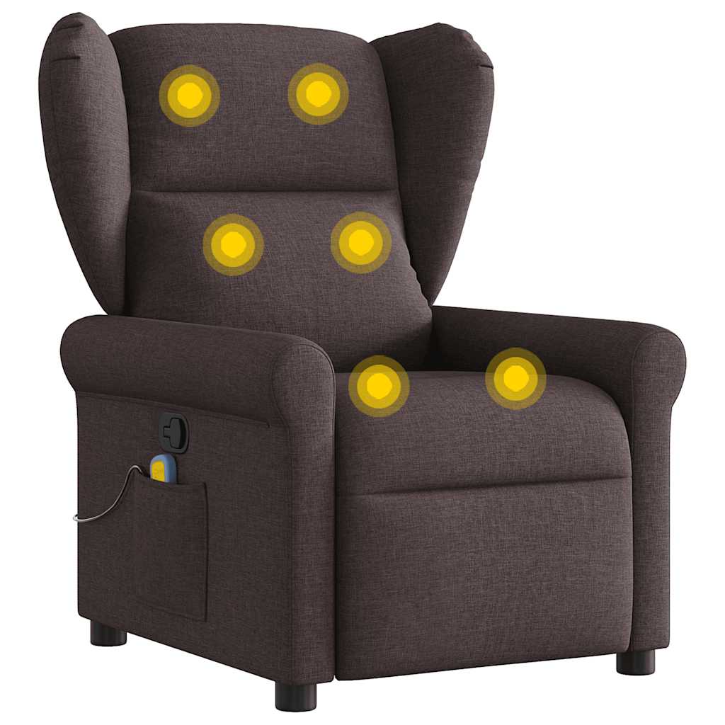 Fauteuil de massage inclinable Marron foncé Tissu - XIOS
