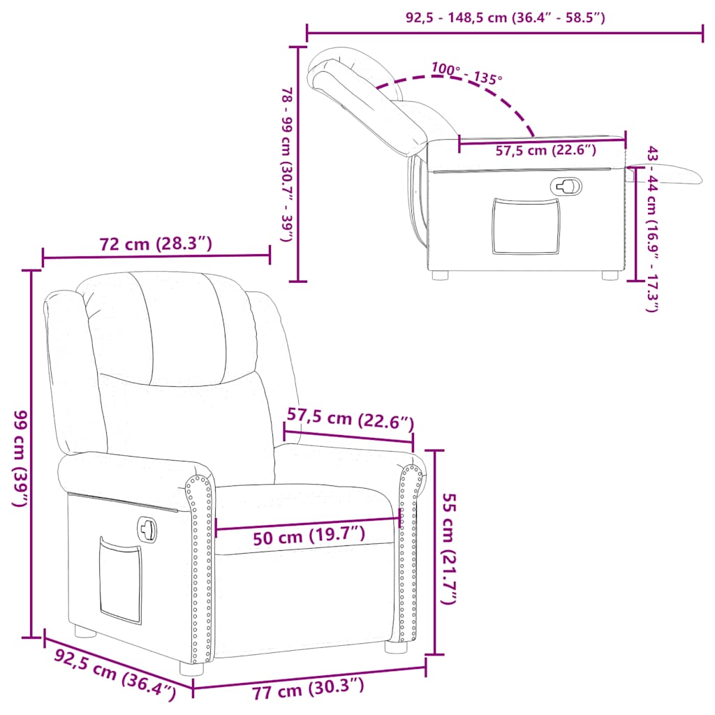 Fauteuil inclinable Marron brillant Similicuir - XIOS