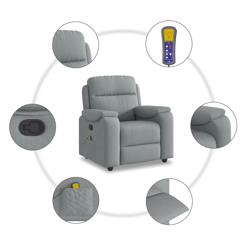 Fauteuil de massage inclinable Gris clair Tissu - XIOS