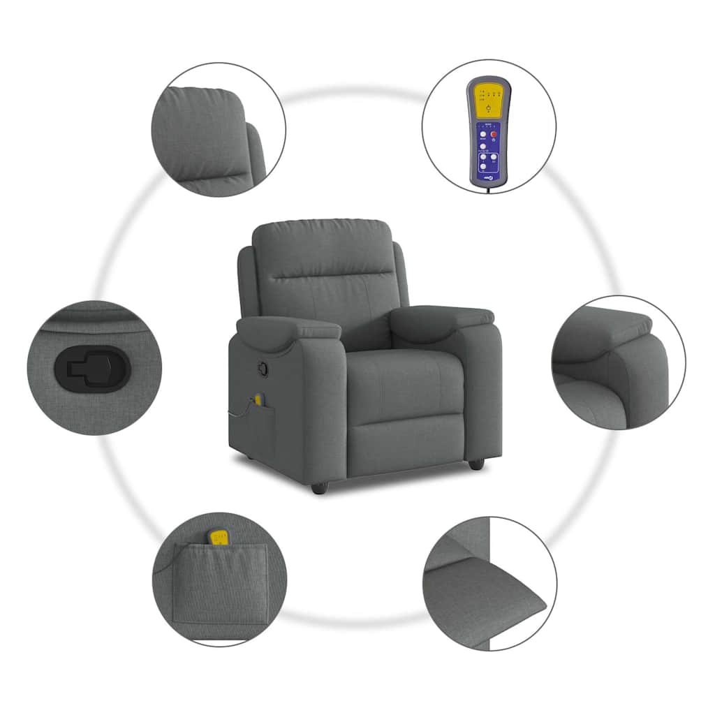 Fauteuil de massage inclinable Gris foncé Tissu - XIOS