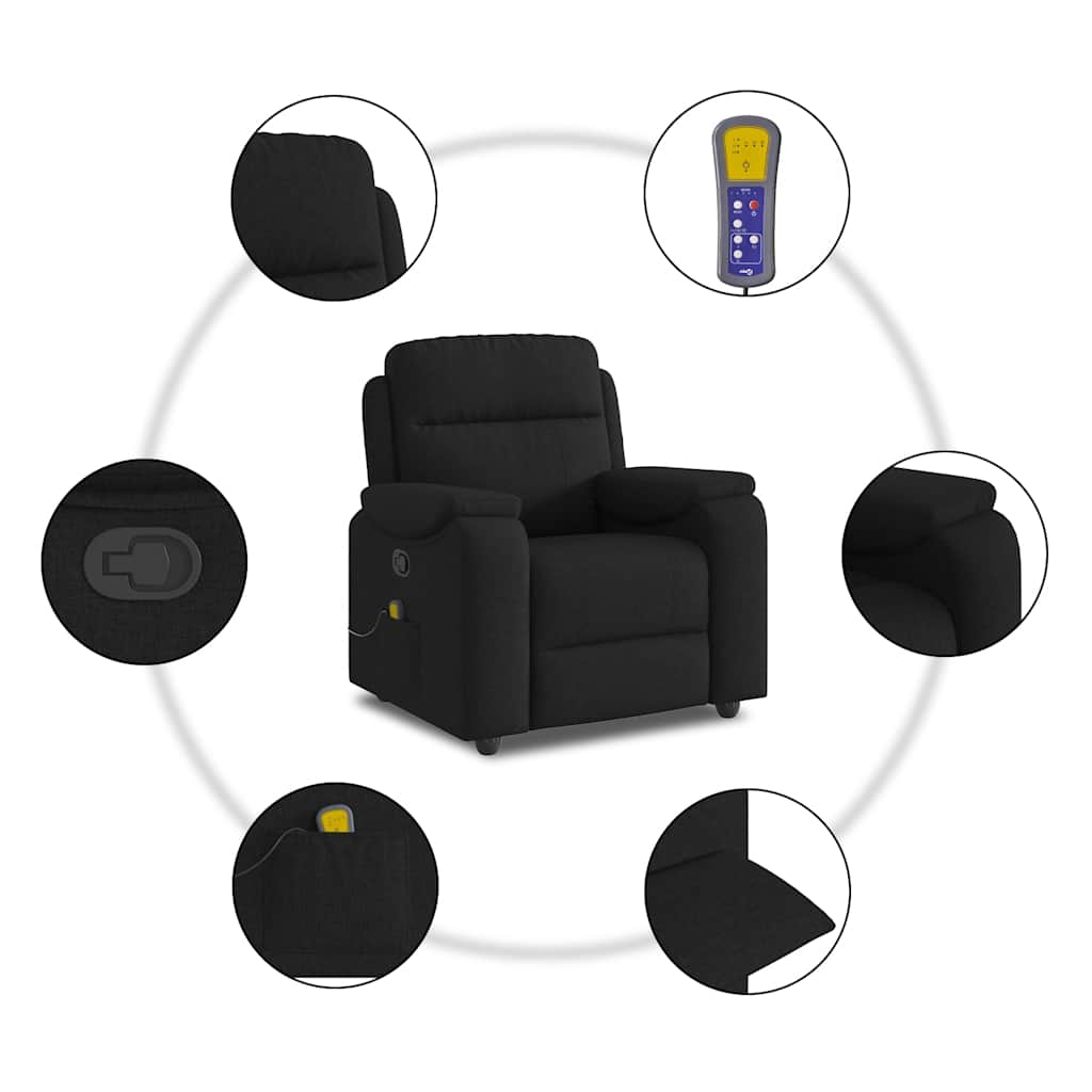 Fauteuil de massage inclinable Noir Tissu - XIOS