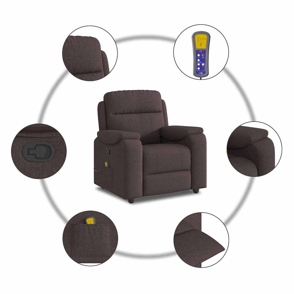 Fauteuil de massage inclinable Marron foncé Tissu - XIOS