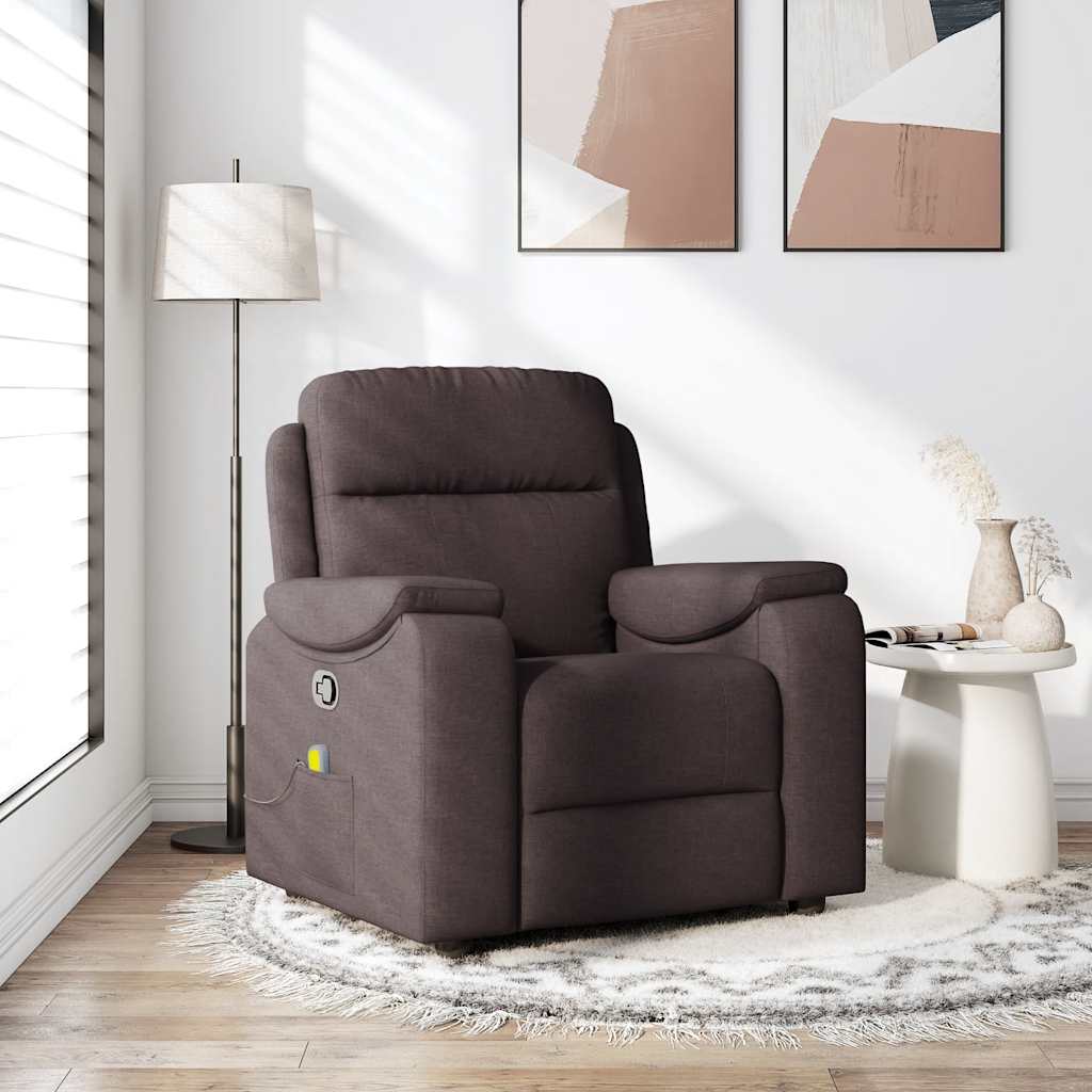 Fauteuil de massage inclinable Marron foncé Tissu - XIOS