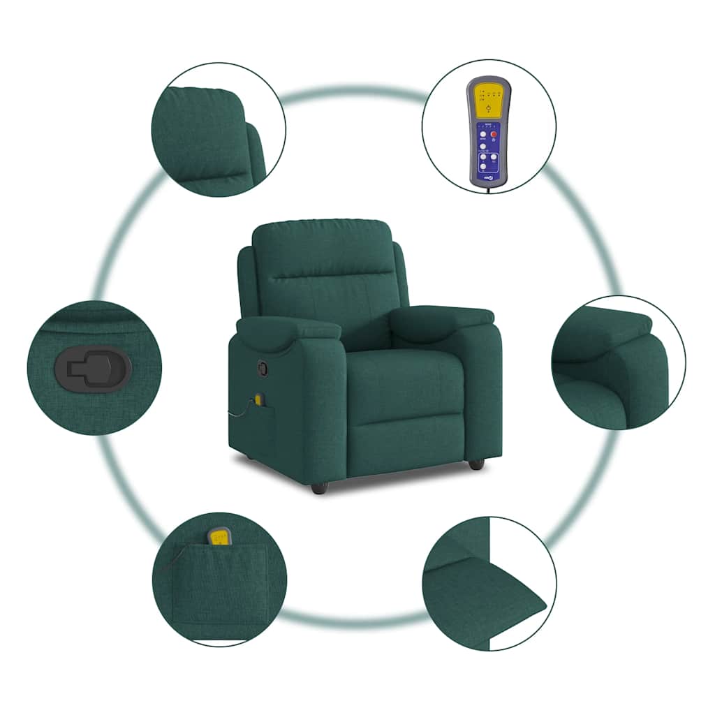 Fauteuil de massage inclinable Vert foncé Tissu - XIOS