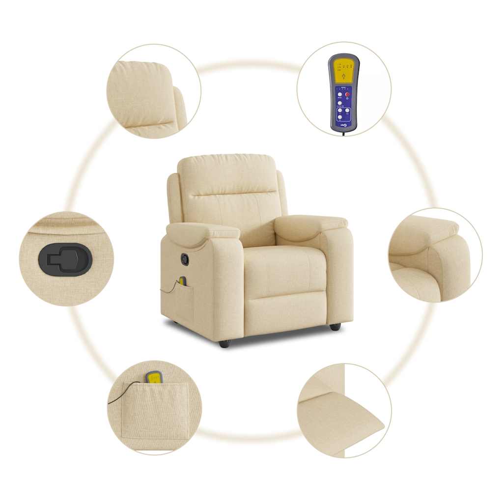 Fauteuil de massage inclinable Crème Tissu - XIOS
