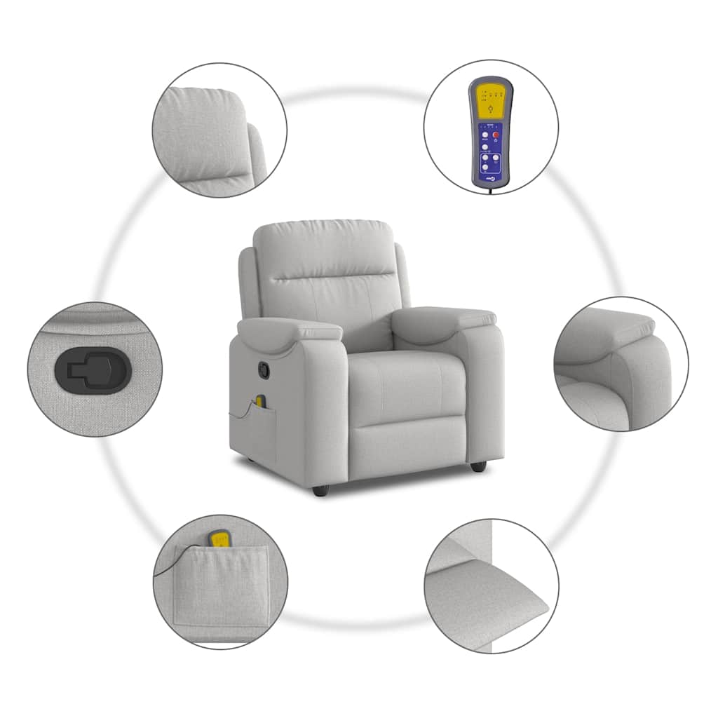 Fauteuil de massage inclinable gris nuage tissu - XIOS