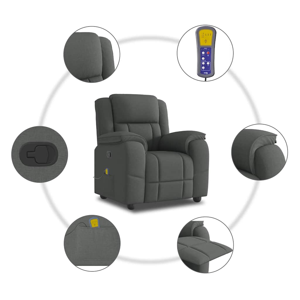 Fauteuil de massage inclinable Gris foncé Tissu - XIOS