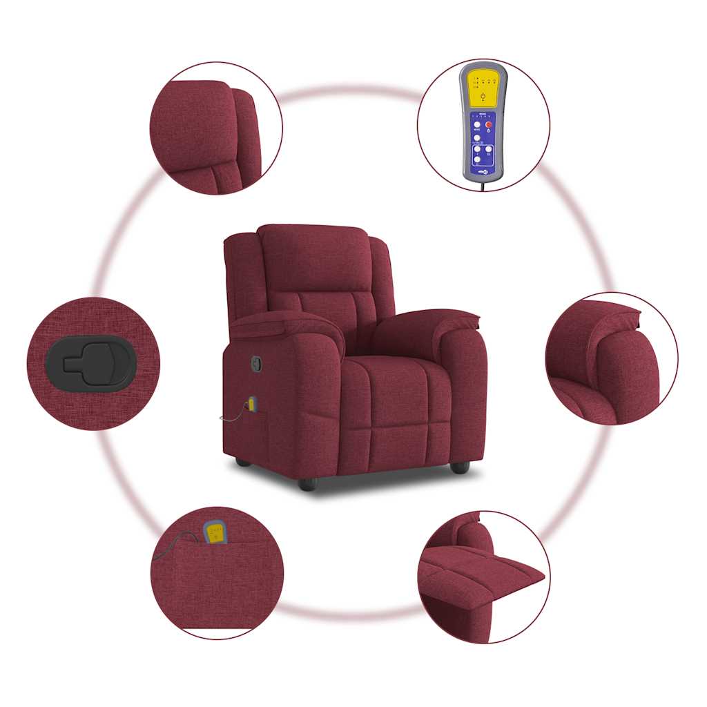 Fauteuil de massage inclinable Rouge bordeaux Tissu - XIOS