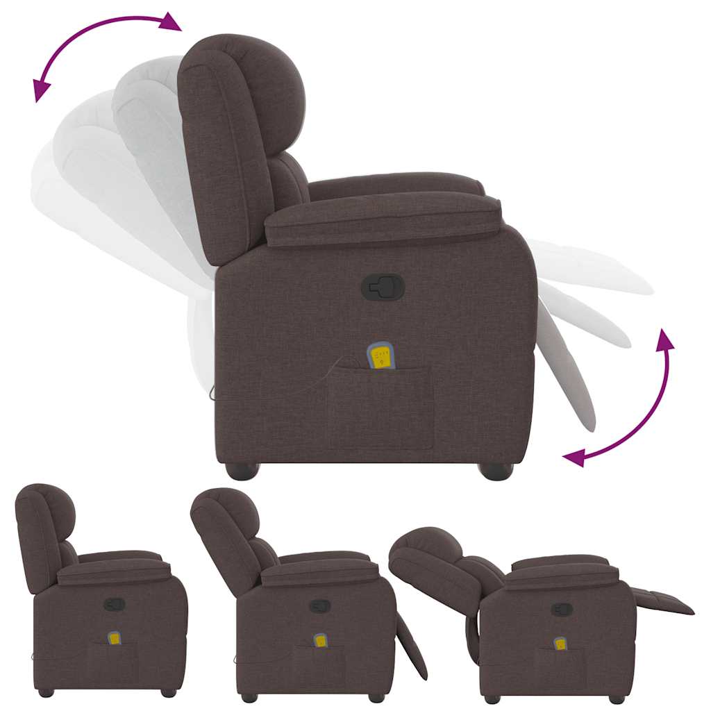 Fauteuil de massage inclinable Marron foncé Tissu - XIOS