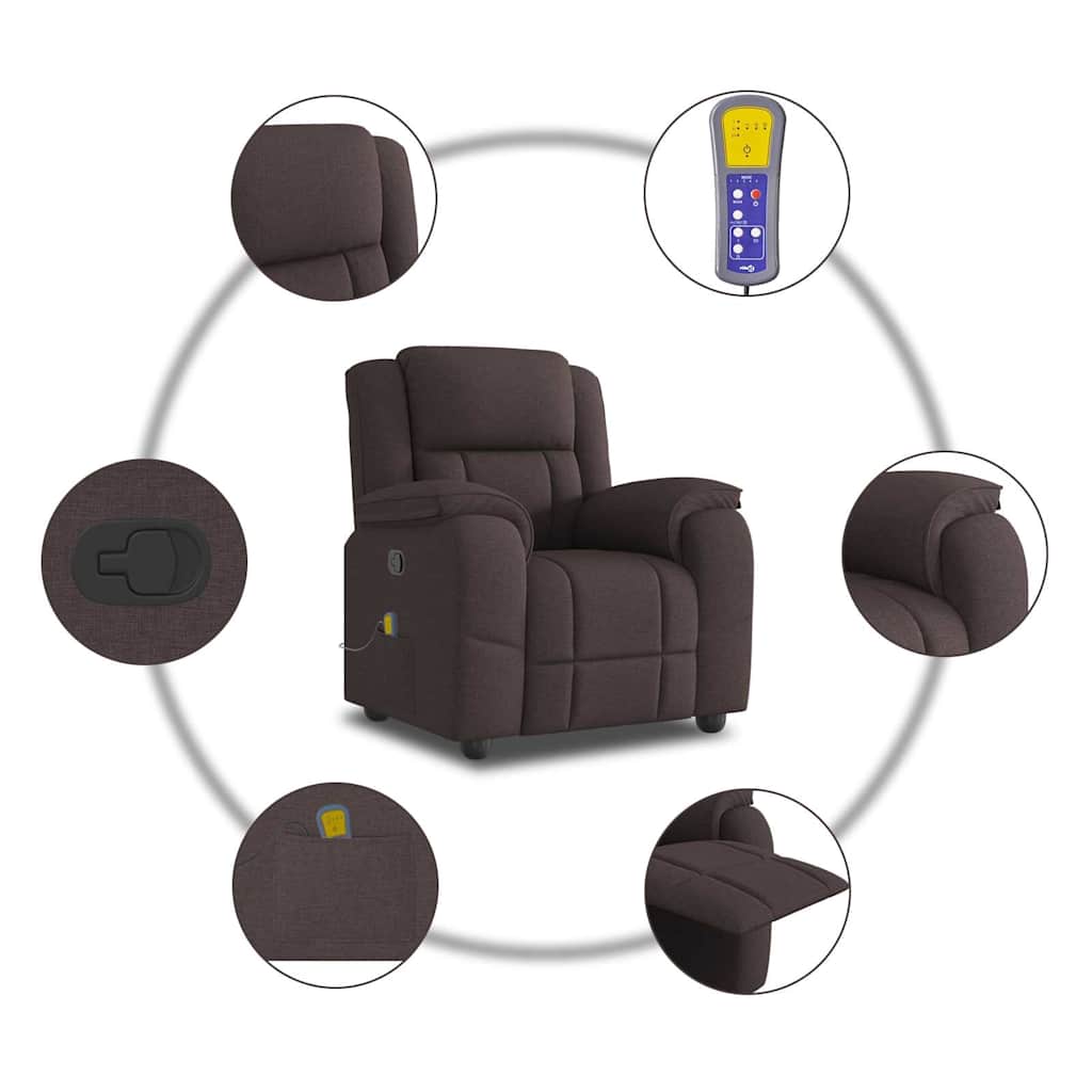 Fauteuil de massage inclinable Marron foncé Tissu - XIOS