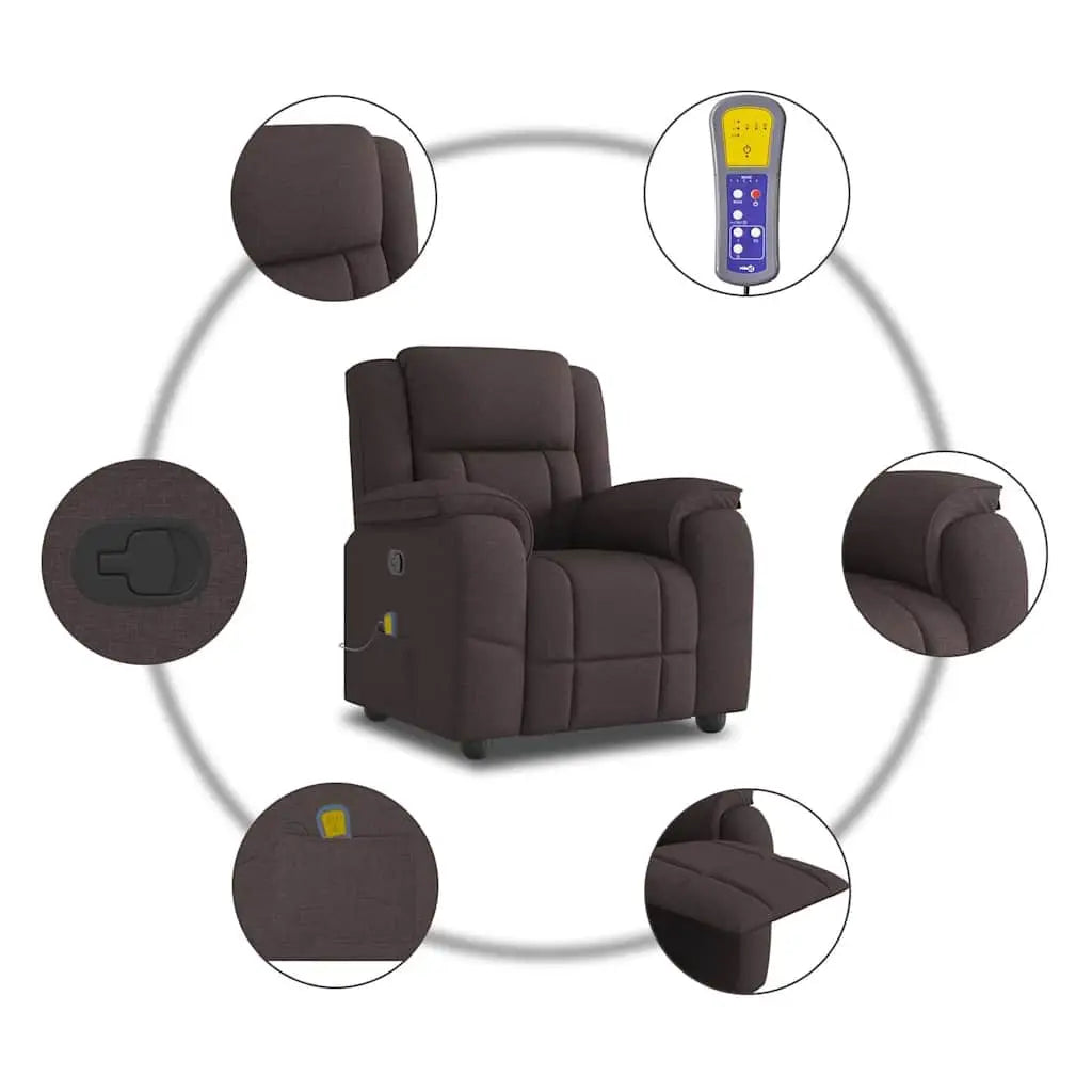 Fauteuil de massage inclinable Marron foncé Tissu - XIOS