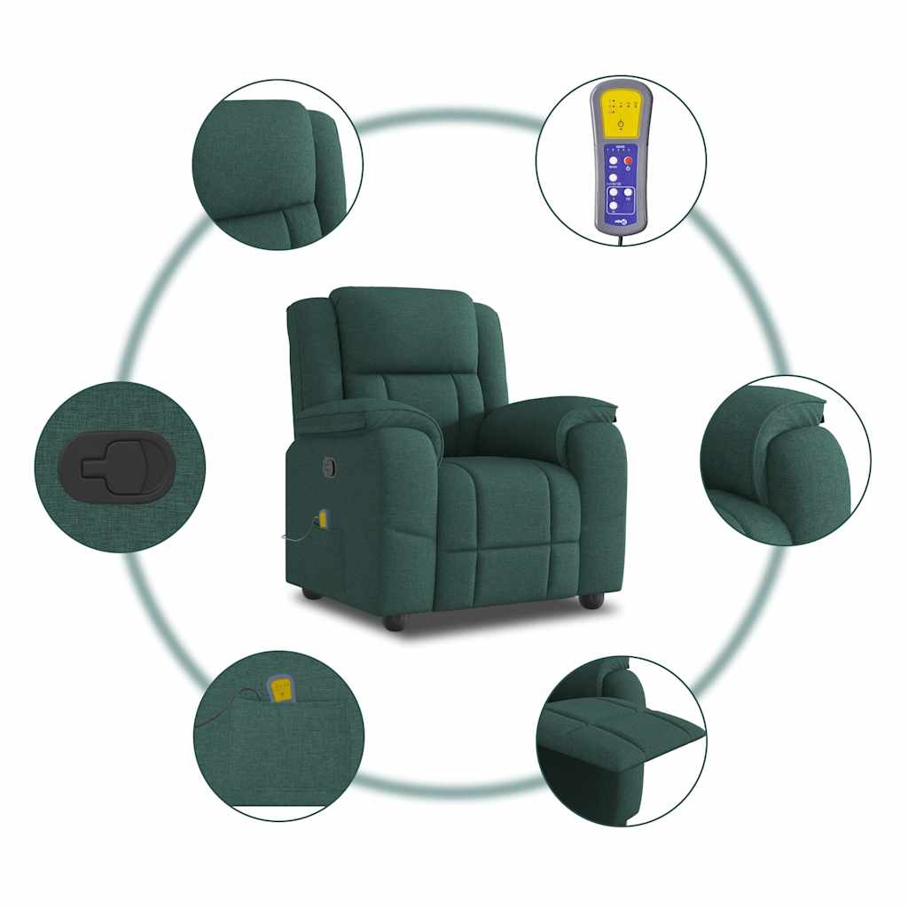 Fauteuil de massage inclinable Vert foncé Tissu - XIOS