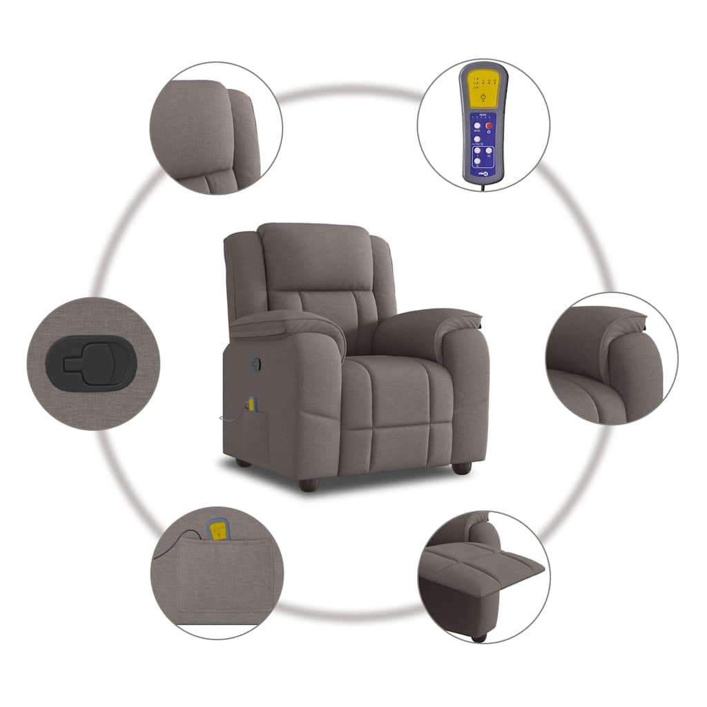Fauteuil de massage inclinable Taupe Tissu - XIOS