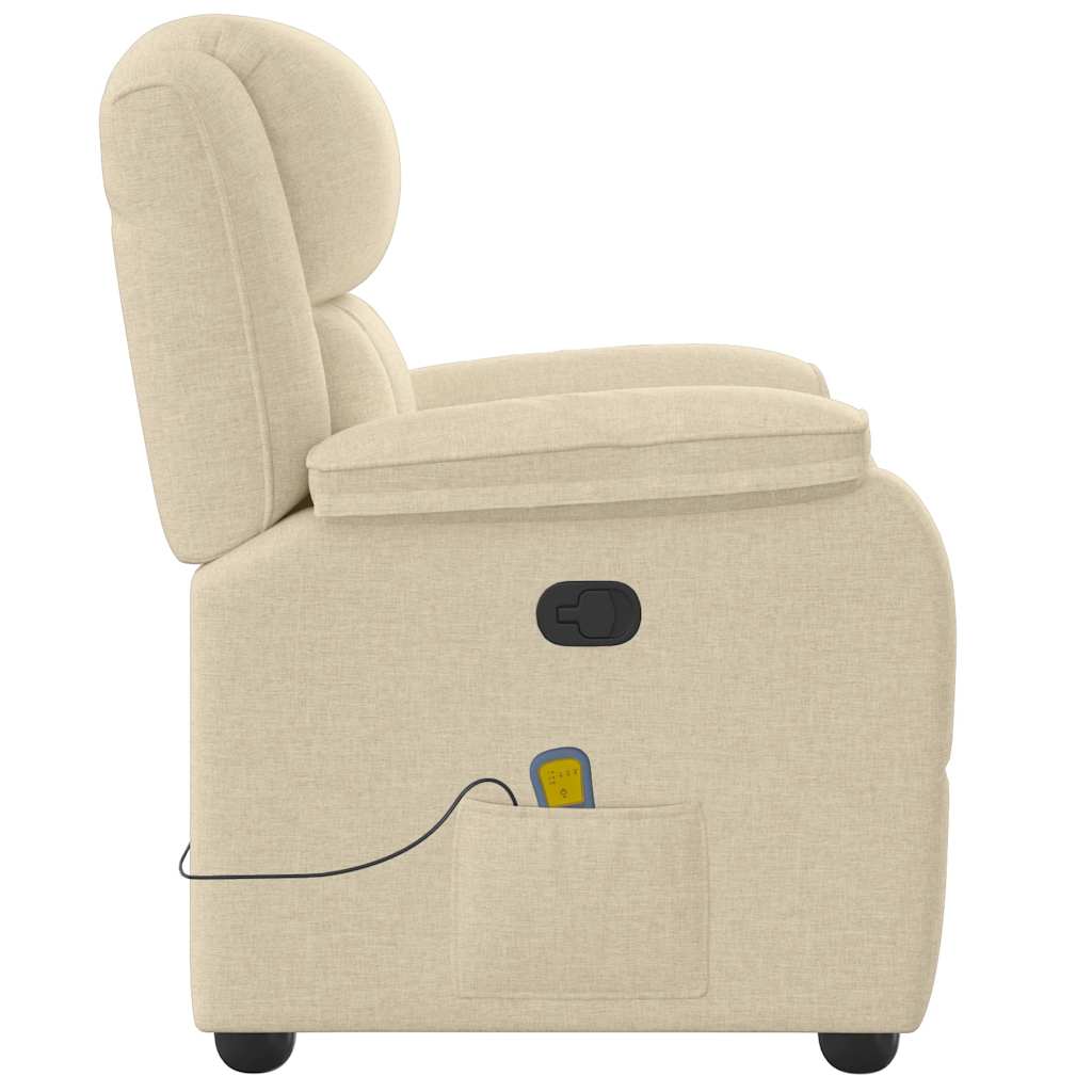 Fauteuil de massage inclinable Crème Tissu