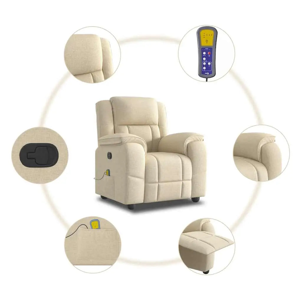 Fauteuil de massage inclinable Crème Tissu - XIOS