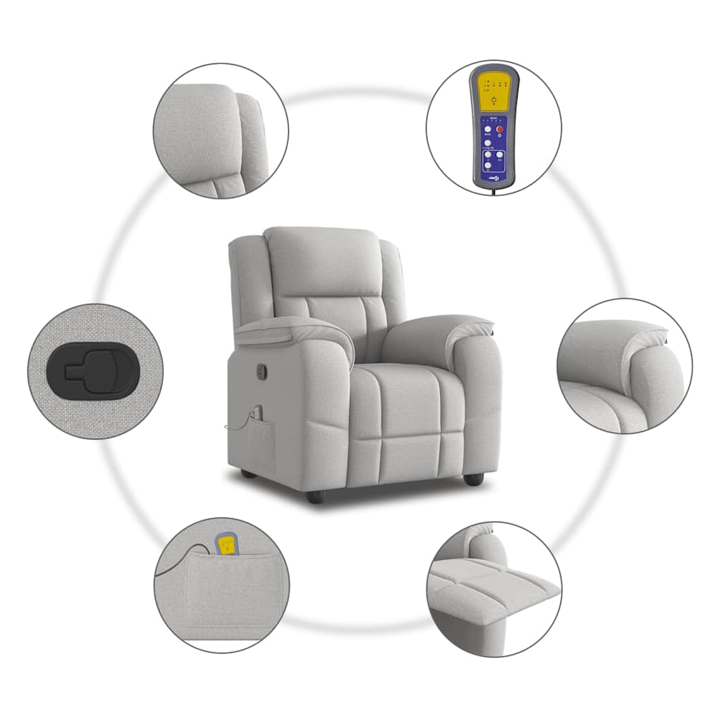 Fauteuil de massage inclinable gris nuage tissu