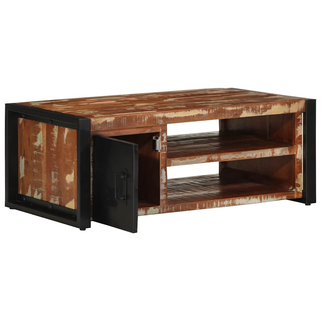 Table basse multicolore 90x50x36 cm bois de récupération massif - XIOS