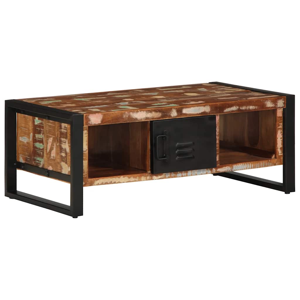 Table basse multicolore 90x50x36 cm bois de récupération massif - XIOS