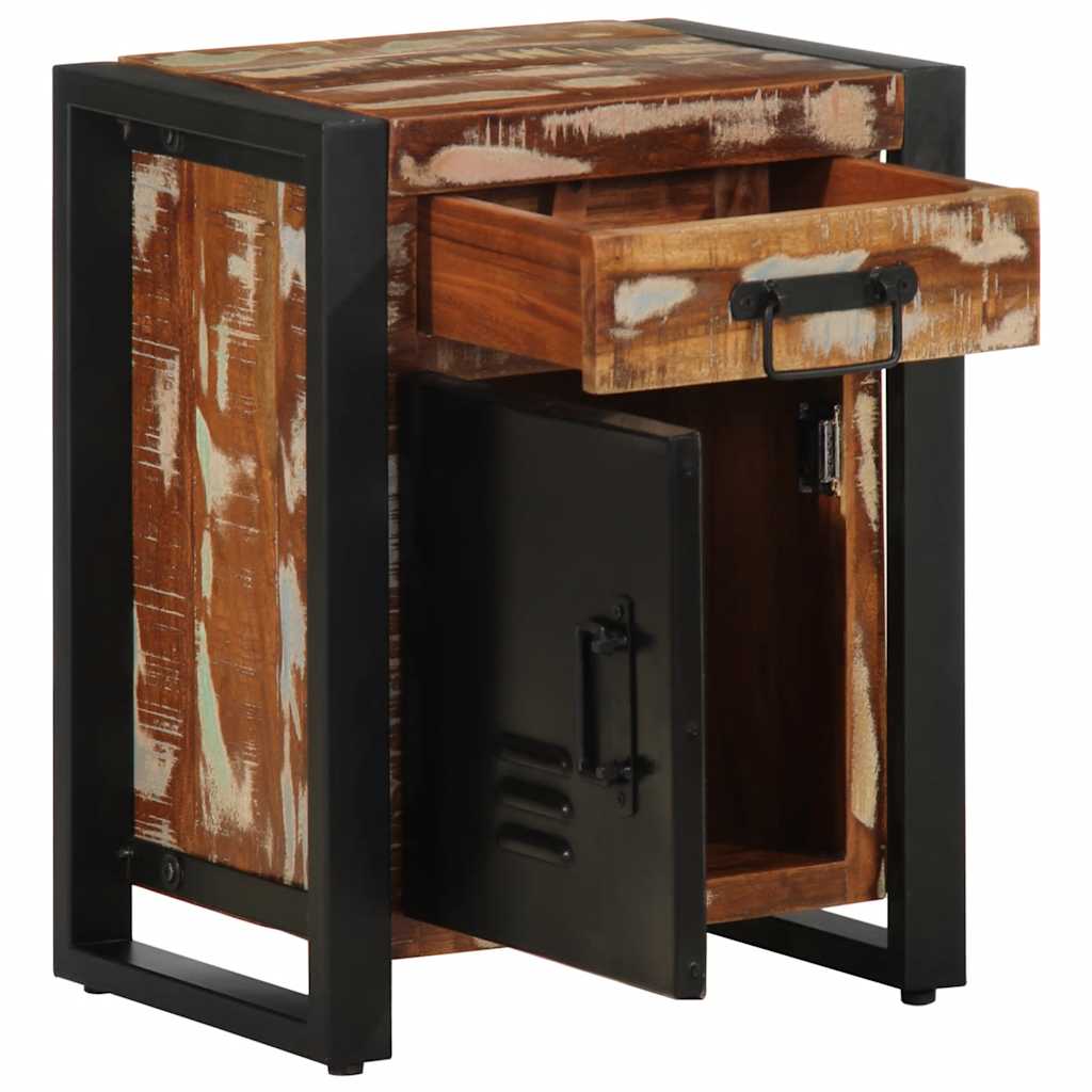 Table de chevet multicolore 40x30x50 cm bois de récupération - XIOS