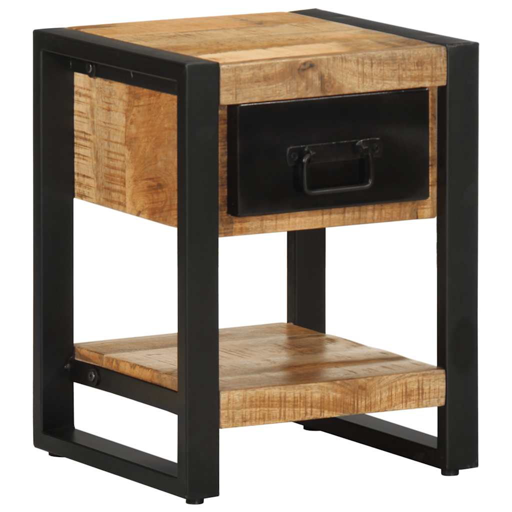 Table de chevet 35x34x45 cm bois de manguier massif brut - XIOS