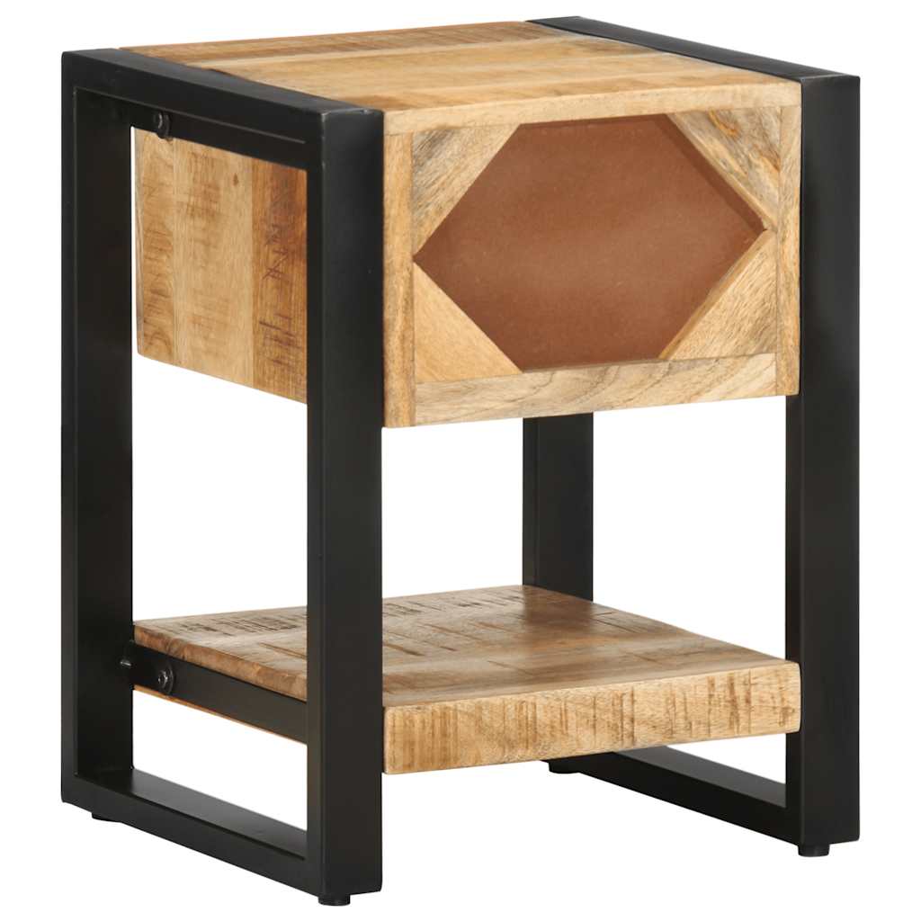Table de chevet 35x34x45 cm bois de manguier massif brut - XIOS