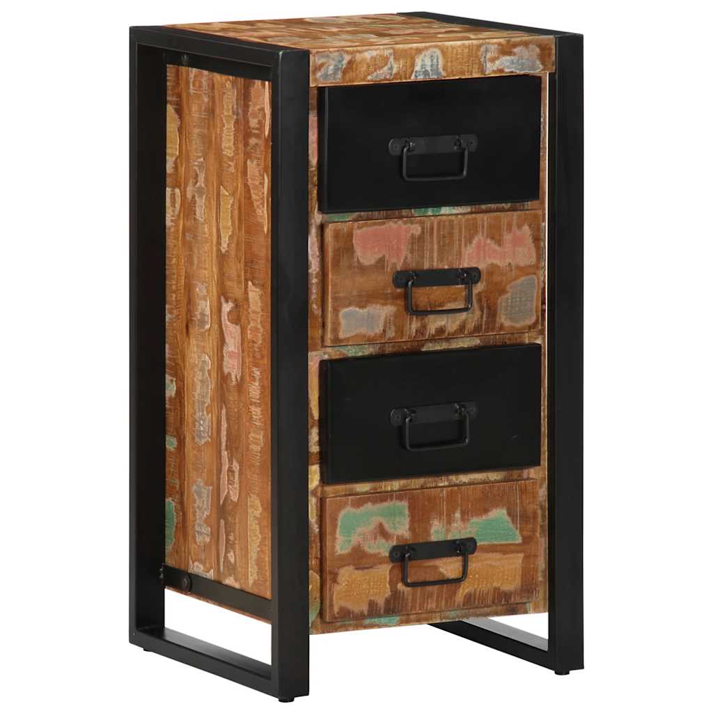 Armoire à tiroir multicolore 40x40x75 cm bois de récupération - XIOS