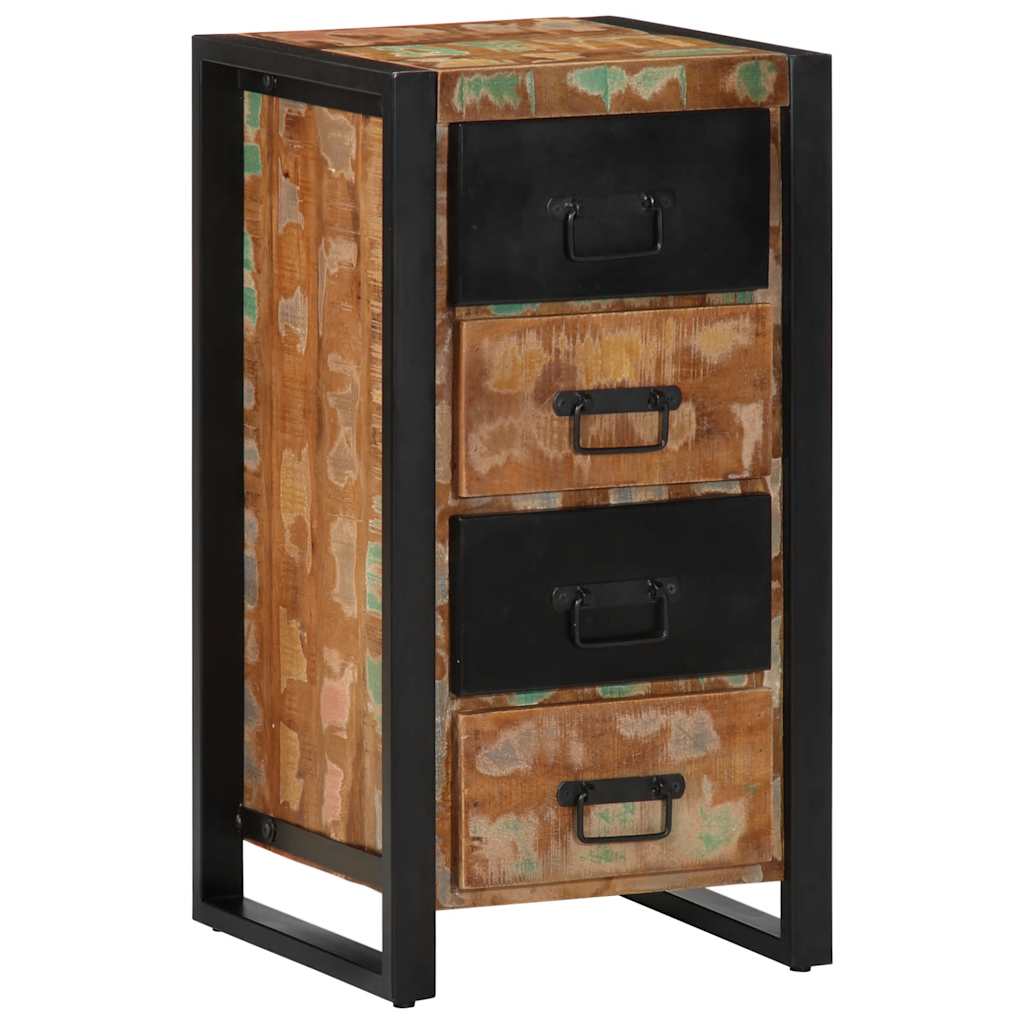Armoire à tiroir multicolore 40x40x75 cm bois de récupération - XIOS