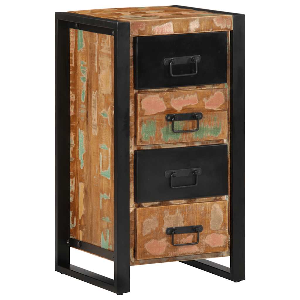 Armoire à tiroir multicolore 40x40x75 cm bois de récupération - XIOS