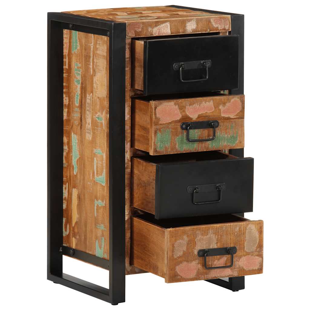 Armoire à tiroir multicolore 40x40x75 cm bois de récupération - XIOS