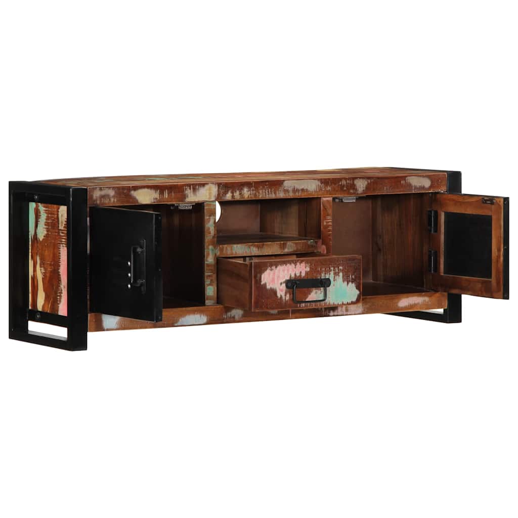 Meuble TV 100x30x35 cm bois de récupération massif - XIOS