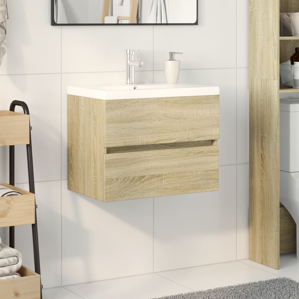 Ensemble de meubles de bain 2pcs céramique et bois d'ingénierie - XIOS